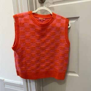 THML Vibrant Orange and Pink Knit Vest